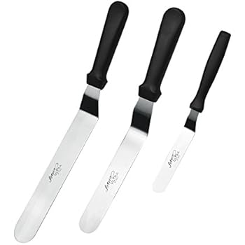 Ateco Ultra Offset Spatula 3 Piece Set; Top Sellers 1305 - 4.25 Inch, 1307 - 7.75 Inch, and 1309 - 9.75 Inch, Stainless Steel Blades