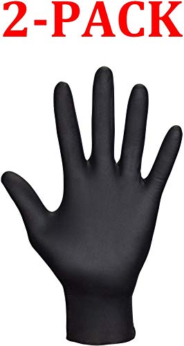 SAS Safety 66520 Raven Powder-Free Disposable Black Nitrile 6 Mil Gloves, Double-Extra Large, 100 Gloves by Weight (2-Pack)