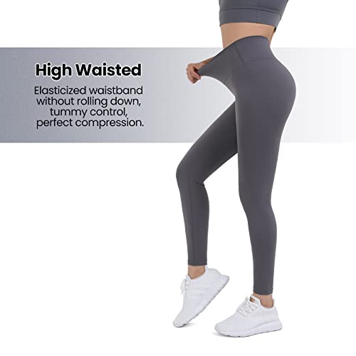 TURBOFIT WORKOUT LEGGINGS FOR WOMEN HIGH WAIST TUMMY CONTROL BUTTERY SOFT GYM YOGA PANTS SQUAT PROOF BOOTY TIGHTS DARK GREY