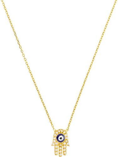 Choker in 925 Sterling Silver with Bathroom in Gold, semipreciosa and zirconitas – Model Hand Turkish