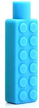 Chewable Brick Themed Pencil Toppers Oral Motor Chew Therapy Autism ADHD Stress UK Seller (Blue)