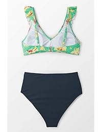 Bikini de cintura alta con volantes para dama