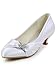 ElegantPark EP2006L Women's Comfortableable Closed Toe Low Heel Rhinestones Ruched Satin Wedding Bridal Shoes