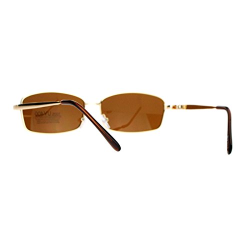 Oval Rectangular Sunglasses Unisex Classic Thin Metal Frame UV 400 Gold