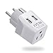 Ceptics Schuko, Germany, France, Spain Travel Adapter Plug with Dual USB - Usa Input Type E/F - Ultra Compact Perfect for Cell Phones, Laptop, Camera Chargers, iWatch, iPad, iPhone and More (CTU-9) primary