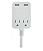 GE Outlet Extension Cord, 2 Outlet Surge Protector, 8Ft Extension Cord, Surge Protector With USB Ports, 3-Prong Flat Plug Power Strip, 360J Surge Protector, 240V Charging Station, White, 32177