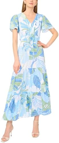 vince camuto floral embroidered midi dress Vince Camuto Women's Short Sleeve Floral Midi Dress