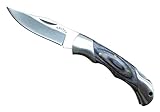Valtev Small Pocket Knife,Hunting Style, Quality Grey Wood Inlay Handle, Quality Stainless Steel Lockback Blade, Sturdy Nylon Pouch