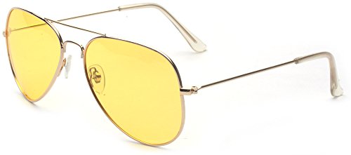 Outray Mens or Womens Night Vision Glasses For Driving Aviator Polarized Sunglasses Gold Yellow