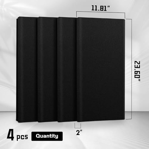 CLOCELL 4 PCS Acoustic Panels Self-Adhesive, 2“ Thick 23.6" x 11.8" Fiberglass Sound Proof Wall Panels, Soundproof Wall Panels Exquisite Sound Panels, Acoustic Panels for Studios Office Home