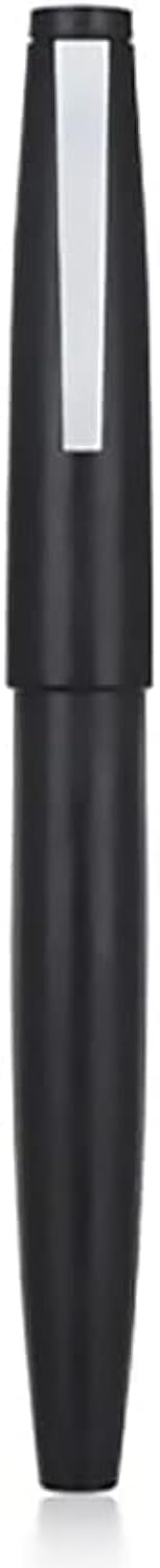 Jinhao 80 Black Fiber Brushed Fountain Pen, Iridium Ultra Fine Nib with Converter and Small Pen Bag Set (Silver Clip) — image 1