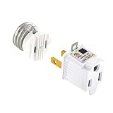 UL Listed E26/E27 Light Polarized Socket Outlet 110V Grounding Plug Converter Fireproof Material Heavy Duty 660W or 6A Receptacle in Screw Adapter w. 2 Prong to 3 Prong Adapter