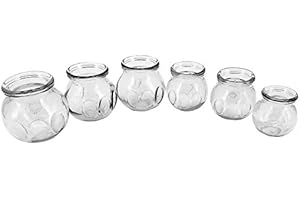 Royal Massage Glass Fire Cupping Jars Thick Glass Cupping Set 4 Sizes Vacuum cupping glass Fire Cupping Jars with Finger Grips (#6)