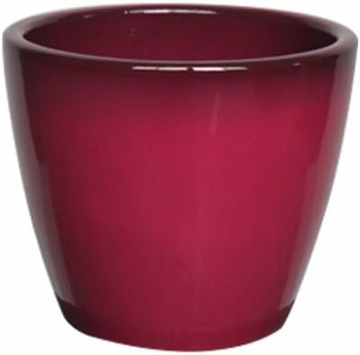 TRENDSPOT PS00046N-08D 8 in Dia Kurv Composite Resin Plastic Planter, 8", Marsala Red