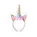 Cooper Fun Unicorn Birthday Set of Gold Glitter Unicorn Headband Pink Satin Sash for Happy Birthday Unicorn Party Supplies Favors Decorations