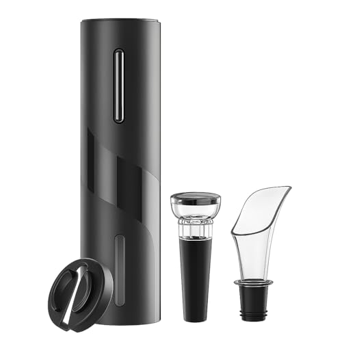 Kit Abridor de Vinho Elétrico 4 em 1, Saca-Rolhas Automático com Decanter, Tampa a Vácuo e Cortador de Lacre