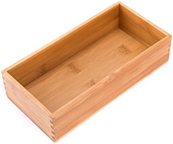 Bamboo Office Supplies Organizer Box Stationery Accessory Organizer Dresser Makeup Tool Drawer Storage Box, Bamboo 8"*4"