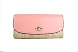 Coach F57319 Leather/PVC Signature Checkbook Wallet in Light Khaki/Blush