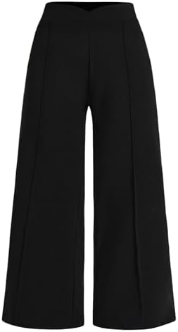 asymmetrical layer button wide leg dress pants Asymmetrical Contrast Waistband Wide Leg Dress Pants