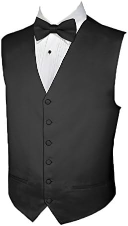 Tuxedo Vest BLACK SATIN Vest and BOWTIE 3XL LONG