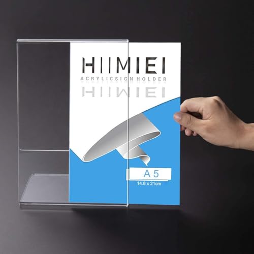 HIIMIEI Set of 6 Table Displays, Poster Stand, A5 (14.8 x 21 cm) Clear Acrylic Easel Table Easel, Menu Stand