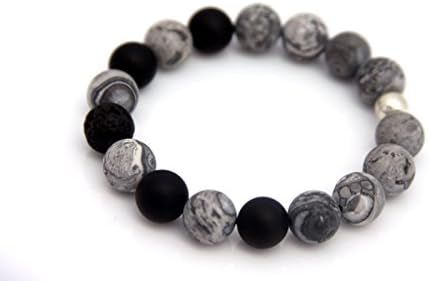 Diffuser Bracelet w/7 Chakra Lava Stones-Mens Womens Genuine Yoga Bracelet For Healing, Aromatherapy, Meditation, Natural, Essential Oils, Self Confidence, Love FREE AROMATHERAPY BOOK (Marble)