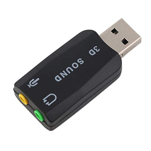 Liobaba Black Durable Lightweight Plug & Play USB 2.0 to 3D for Mic Speaker Audio Headset Sound Card Adapter 5.1 Channels for PC Laptop