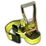 Everest - S1022 Premium Ratchet Tie Down 1 PK 2 IN. X 27 FT 3333 LBS. Working Load 10000 LBS. Break Strength Flat-Hook Cargo Straps Perfect for Moving Appliances, Lawn Equipment and Motorcycles, Vibrant Everest Yellow