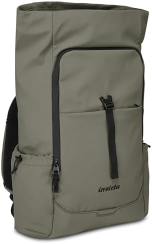 Mochila de Trabajo Invict-Act Fold, Gris, monocompartimento con Bolsillo PC 15,6", Bolsillo para Botella y Fondo Reforzado, Mochila espaciosa 32 L para Oficina y Universidad, para Hombre y
