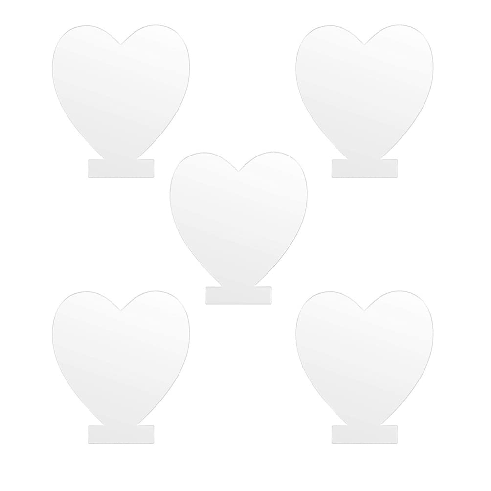 Uonlytech 5 Pcs Clear Acrylic Sheet Heart Shaped Cast Panel LED Light Base Acrylic Lamp Plates Board for Light Base Signs Display Valentines Day DIY Projects Craft