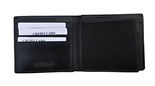 Bdgiant Men's Genuine Leather Extra Capacity Flap ID & Coin Purse Bifold Wallet-black