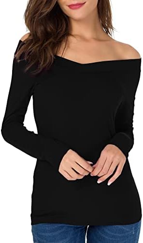 Sarin Mathews Womens Off The Shoulder Long Sleeve Tops Slim Fit Blouse  Shirts Black M price in UAE | Amazon UAE | kanbkam