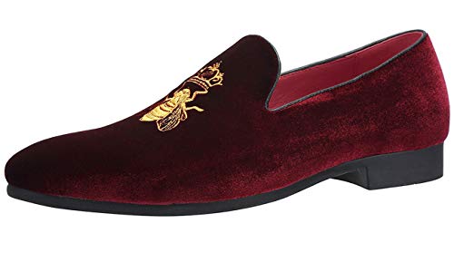 burgundy and gold loafers mens
