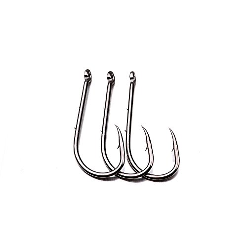 Proberos 200pcs Fishing Hooks Baitholder Octpus Jig Circle Hook Saltwater Freshwater Multiple Size 6# to 6/0# Black Jigging Hooks Whopper Pack(3)