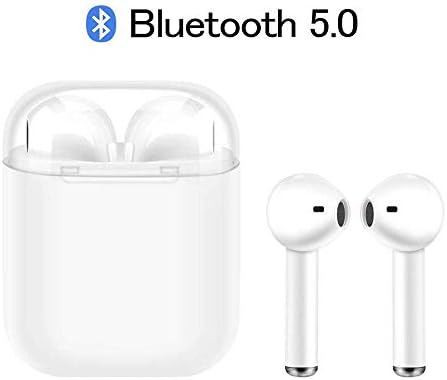 Bluetooth Headphones Wireless Earbuds Stereo Earphones Sweat-proof Sports Headsets Compatible with IOS XMAS/XR/X/8/7/6/6s plus and Android S7 S8 S9 S10 Plus and All Smart Phones-White