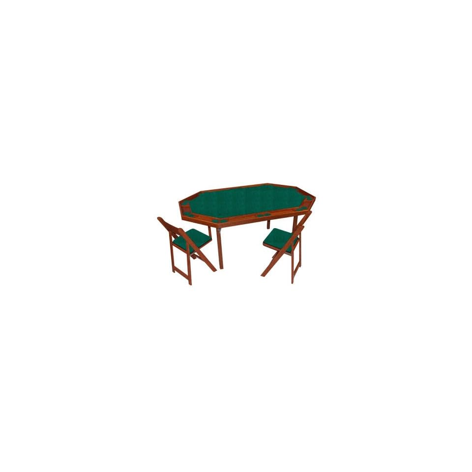 Kestell 10 Player Deluxe Folding Ranch Oak Poker Table with Dark Green