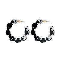 Outeck Womens Statement Irregular Earring Metal Hoop EarringsEarrings Geometric Round Lightweight Chic (Black)