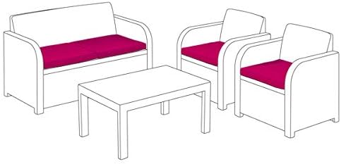 Replacement Seat Cushion 4 Piece Set for Keter Allibert Carolina Outdoor Patio Sofa Set - Pink *FURNITURE IS NOT INCLUDED*