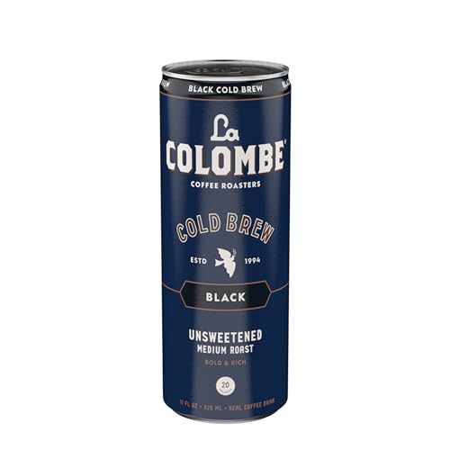 LA COLOMBE COFFEE, COLD BREW BLACK, UNSWEETENED, 11 FL OZ CANS (PACK OF 12), COFFEEHOUSE QUALITY, NATURAL SWEETNESS, SPECIALTY GRADE COFFEE BEANS, READY-TO-DRINK ON-THE-GO