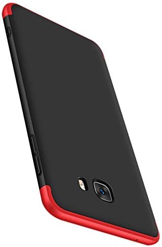 Samsung Galaxy C9 Pro protective case, ultra-thin PC mobile phone case 3 in 1 body protection, with tempered glass anti-shock Anti-fall phone case compatible Samsung Galaxy C9 Pro(Black,Red)