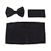 HDE Black Cummerbund, Bow Tie, Pocket Square for Men Satin Tuxedo Set