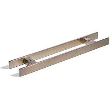 32 Inch Square Rectangle Flat Shape Stainless Steel Modern Contemporary Entry Door Handle Bar Ladder Pull Shower Glass Sliding Barn Door Interior Exterior Door Pull Push Brushed Nickel Satin Finish