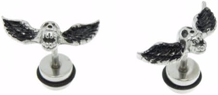 SWEETIE 8 Jewelry Demon Wings Mens Unisex Stainless Steel Stud Earrings , 2pc