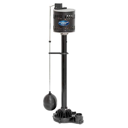 Superior Pump 92333 1/3 HP Thermoplastic Pedestal Sump Pump, Black