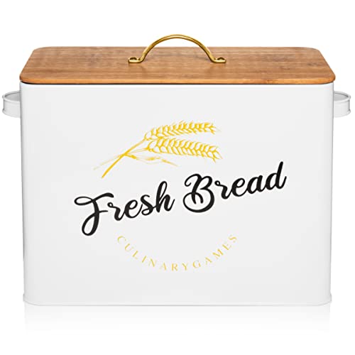 Mua Extra Large Modern White Farmhouse Bread Box with Bamboo Lid