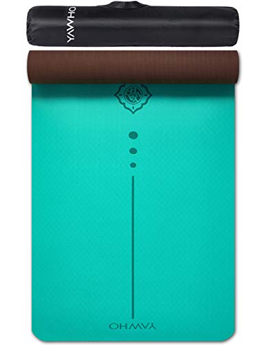 YAWHO Yoga Mat Fitness Mat Specifications 72” x 26” Thickness 1/4-Inch Eco Friendly Material SGS Certified Ingredients TPE Extra Large Non-Slip Exercise Mat with Carry Bag (Cyan)