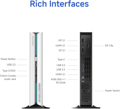 MINISFORUM G1 Pro Gaming Mini PC, Ryzen 9 8945HX, 16C/32T up to 5.4GHz, GeForce RTX 5060 8GB GDDR7,32GB DDR5, 1TB SSD, 5GbE, Wi-Fi 7, Quad 4K, 245W Performance Compact Desktop