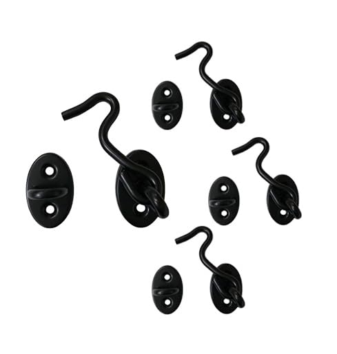 QCAA Reversible Hook, 304 Stainless Steel Cabin Hook Latch & Eye, 2-1/2", Matte Black, 4 Pack, Made in Taiwan
