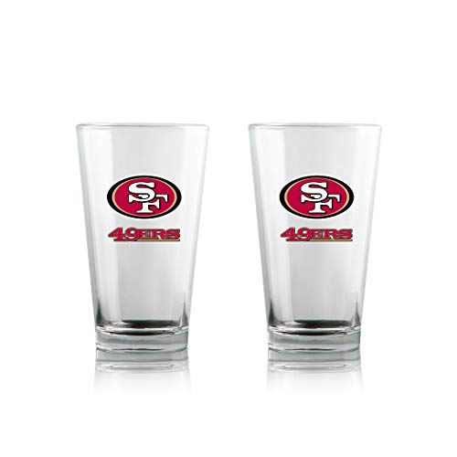 Duck House NFL San Francisco 49Ers Unisex Pint Glass Setpint Glass Set, Clear, 16 oz/ea