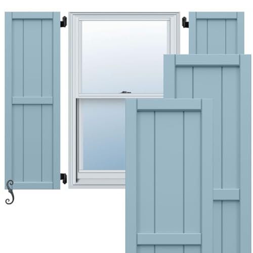 21 1/2"W x 79"H EnduraCore Composite, Four Board Framed Board-n-Batten Shutters…